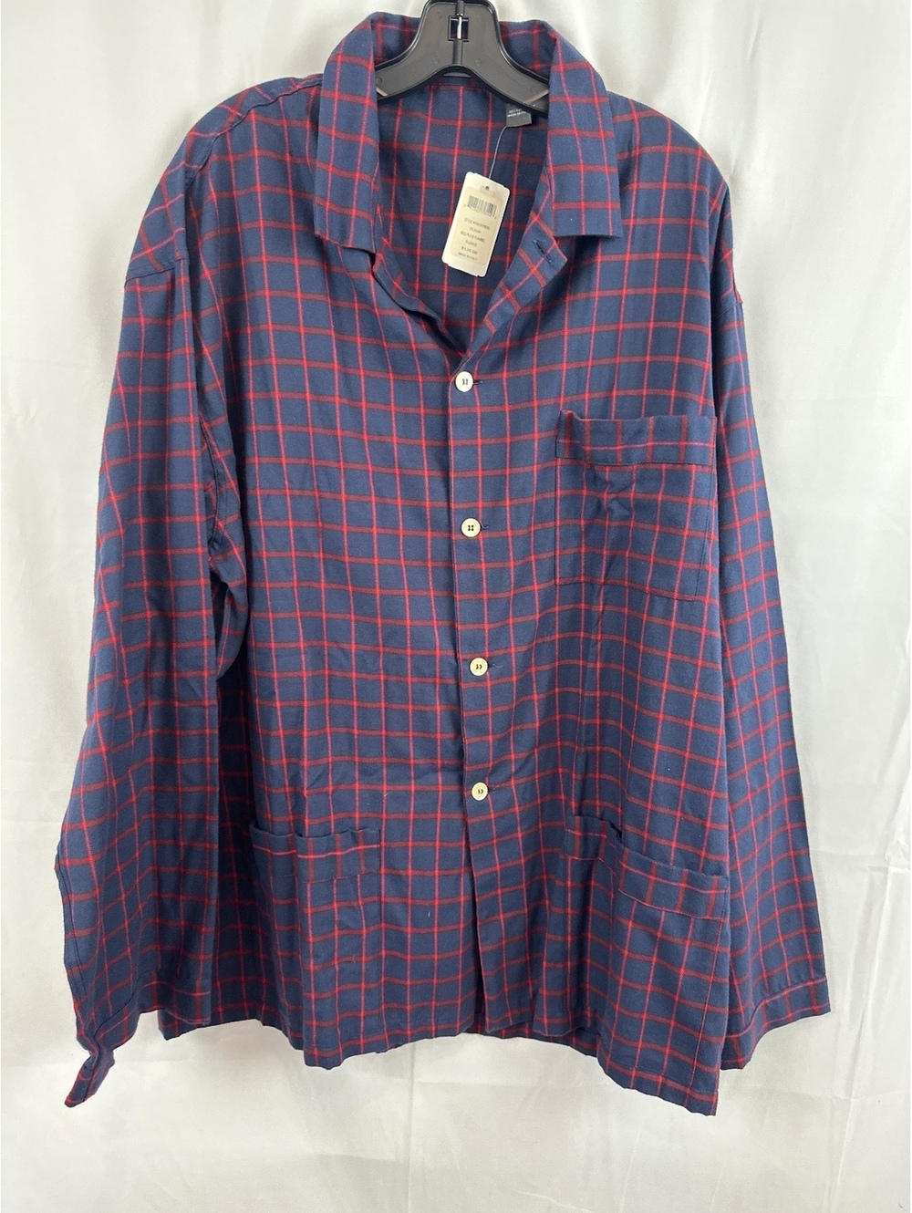 Saks Fifth Avenue Red Plaid Flannel Pajama Shirt XL
